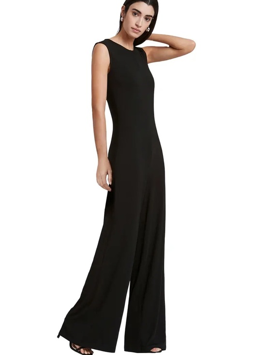 MARELLA Pants - MARELLA Whitney Black Sleeveless Wide-Leg Jumpsuit